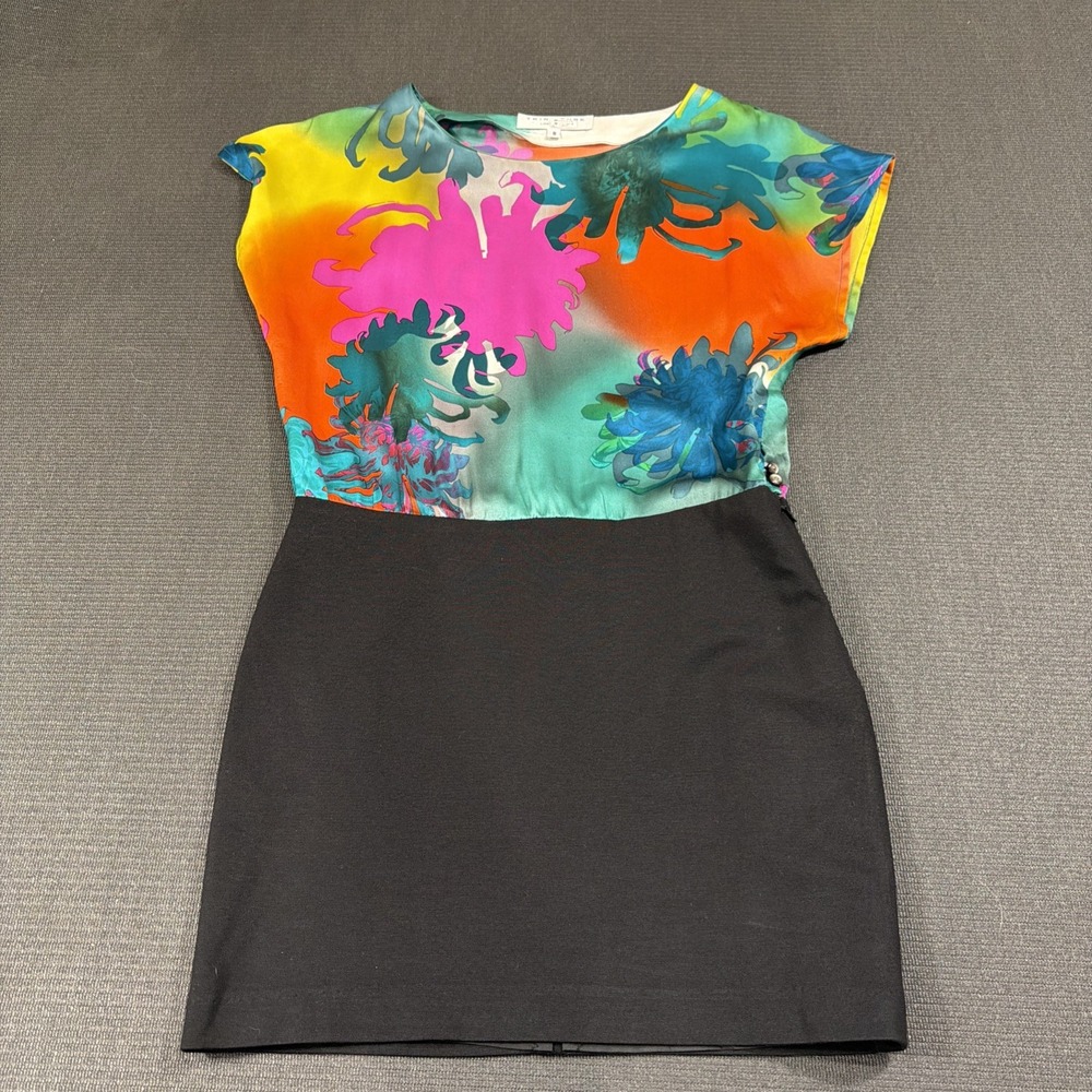 TRINA TURK Multicolor Floral Silk Dress Cap Sleeve Size‎ 8